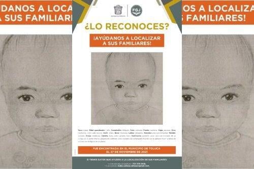Fiscalía solicita apoyo para contactar a familiares de esta beba localizada en Toluca